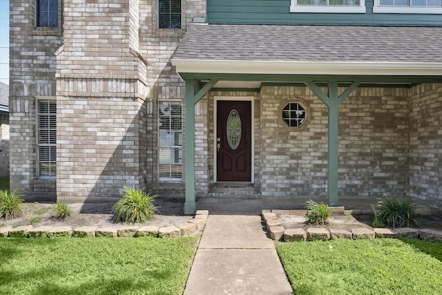 10906 Harvest Sun Dr, Houston, TX 77064 - doorway to property featuring roof with shingles