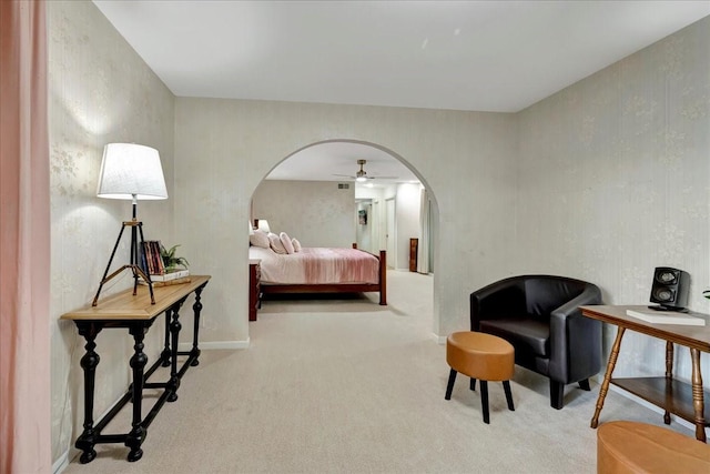18435 Point Lookout Dr, Houston, TX 77058 - bedroom with arched walkways and carpet floors