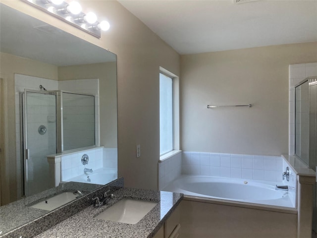 5918 Fergis Dr, Katy, TX 77449 - full bath featuring a shower stall, a garden tub, and vanity