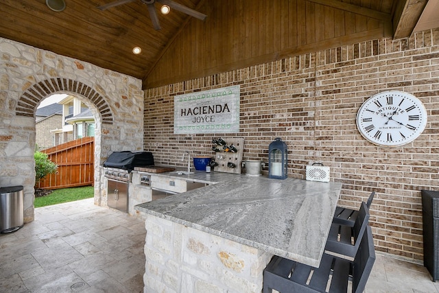 28011 Burnett Hills Ln, Fulshear, TX 77441 - view of patio / terrace featuring ceiling fan and a sink