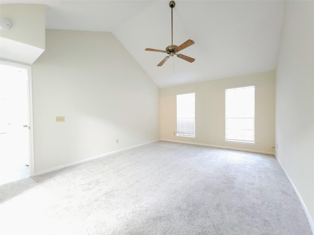 3226 Country Club Blvd, Stafford, TX 77477 - empty room featuring carpet floors, lofted ceiling, ceiling fan, and baseboards