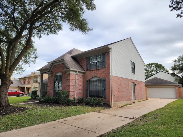 3226 Country Club Blvd, Stafford, TX 77477 - traditional-style home with brick siding, a garage, a front lawn, and roof with shingles