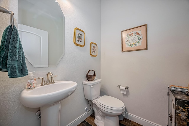 430 Seaside Sparrow Way, Richmond, TX 77469 - bathroom with toilet, wood finished floors, baseboards, and a sink