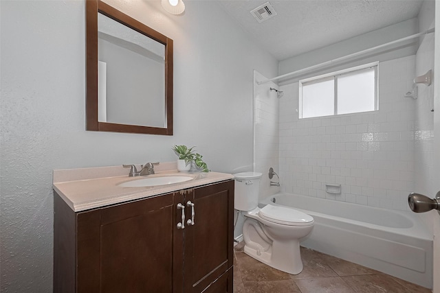 22010 Rivermead Dr, Katy, TX 77449 - bathroom with toilet, vanity, and shower / bathtub combination