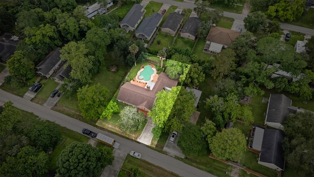 11855 23rd St, Santa Fe, TX 77510 - aerial view of property and surrounding area with a pool area and property parcel outlined