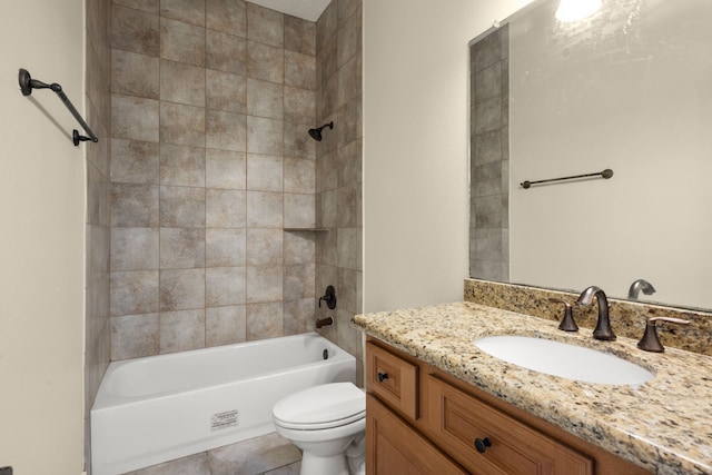 226 Beasley Reef Dr, Beach City, TX 77523 - bathroom featuring toilet, vanity, shower / tub combination, and tile patterned floors