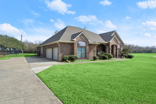 226 Beasley Reef Dr, Beach City, TX 77523 - view of front of house with brick siding, concrete driveway, a shingled roof, and a garage