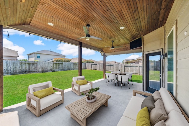 20511 Kendall Cliff Ct, Katy, TX 77449 - view of patio featuring an outdoor living space, outdoor dining space, and a ceiling fan