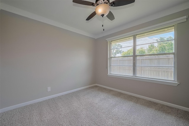 5243 Stillbrooke Dr, Houston, TX 77096 - unfurnished room with baseboards, carpet, a ceiling fan, and crown molding