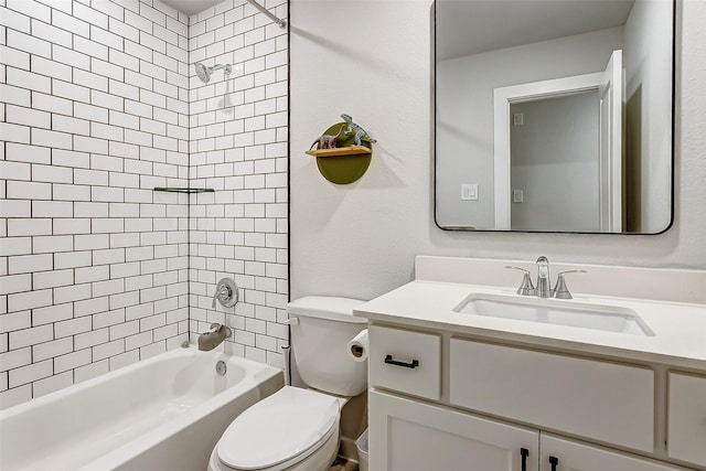 24910 Hibiscus Garden Way, Katy, TX 77493 - bathroom featuring toilet, vanity, and tub / shower combination