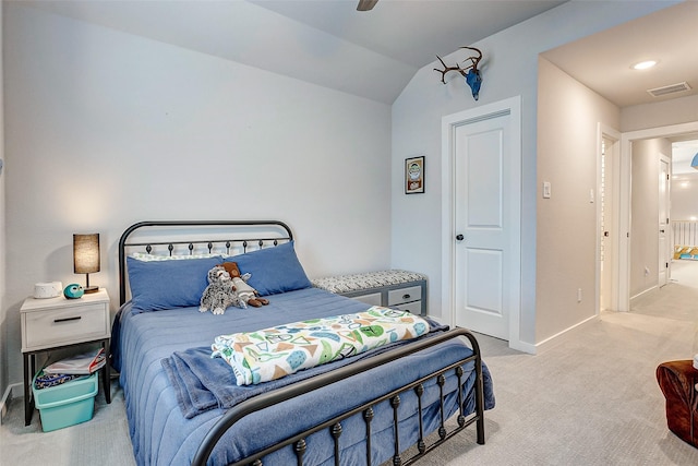 24910 Hibiscus Garden Way, Katy, TX 77493 - bedroom with carpet, baseboards, a ceiling fan, and lofted ceiling