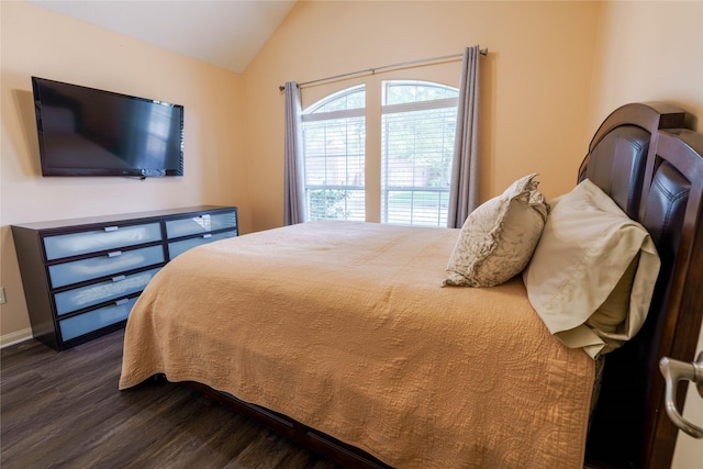 5910 Hatfield Glen Dr, Katy, TX 77449 - bedroom featuring dark wood-style flooring and lofted ceiling