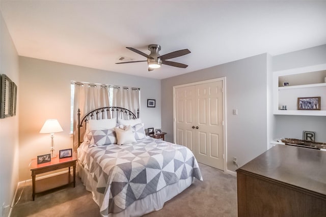 20727 Sea Pine Dr, Katy, TX 77450 - bedroom with light carpet, a closet, and ceiling fan