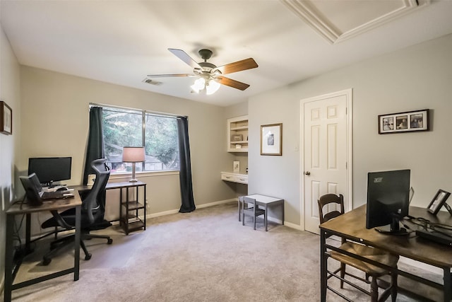 20727 Sea Pine Dr, Katy, TX 77450 - office featuring ceiling fan, light colored carpet, and baseboards