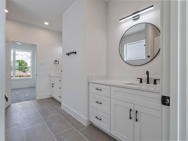 2207 Dan St, Houston, TX 77020 - bathroom featuring vanity, recessed lighting, and tile patterned floors
