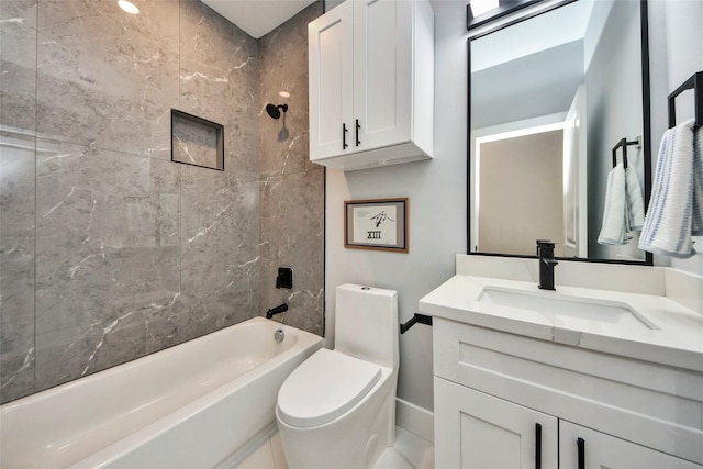 3033 Dennis St, Houston, TX 77004 - bathroom featuring toilet, vanity, and bathtub / shower combination