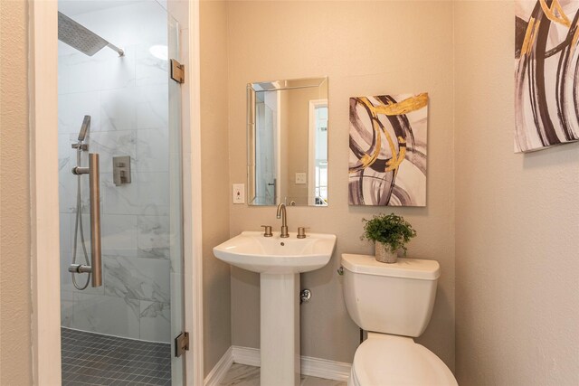 2720 Hot Springs Dr, Pearland, TX 77584 - bathroom with a marble finish shower and toilet