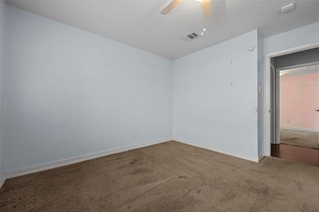 7611 Creekfield Dr, Spring, TX 77379 - carpeted empty room featuring a ceiling fan, a smoke detector, baseboards, and a textured ceiling