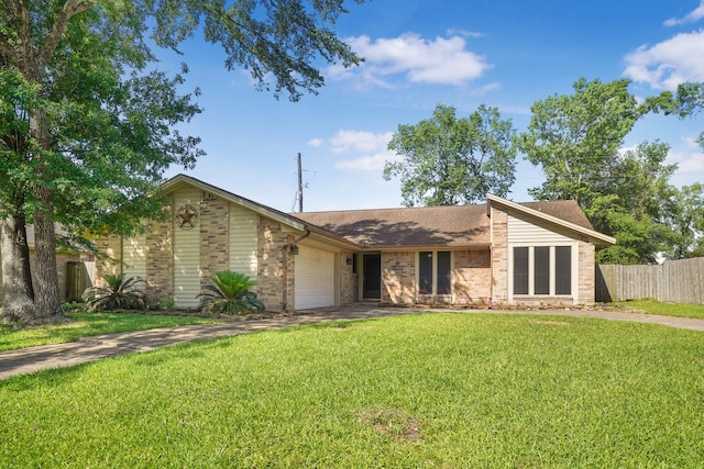 16135 Spinnaker Dr, Crosby, TX 77532 - mid-century home with a garage, brick siding, and roof with shingles