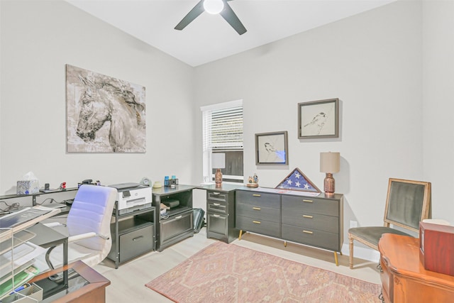 10702 Pleasant View Dr, Missouri City, TX 77459 - office space featuring ceiling fan and light wood-style flooring