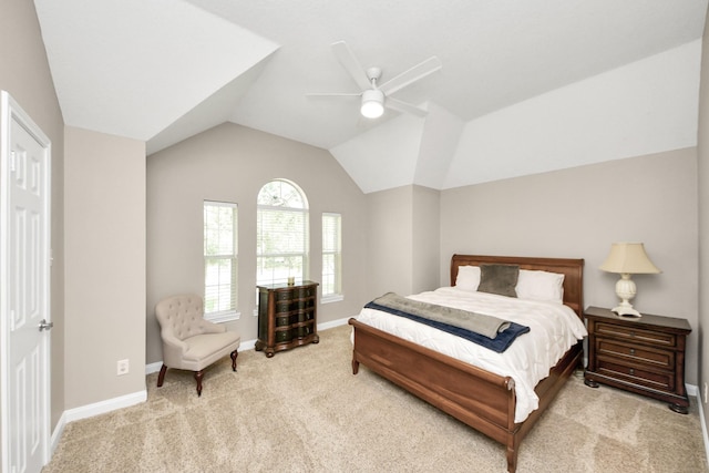 1140 Bartlett Rd, Katy, TX 77493 - carpeted bedroom featuring baseboards, vaulted ceiling, and ceiling fan