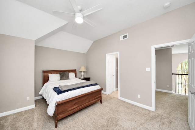 1140 Bartlett Rd, Katy, TX 77493 - carpeted bedroom with baseboards, ceiling fan, and vaulted ceiling