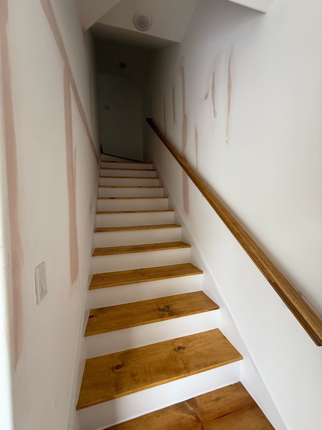 8019 Birmingham St, Houston, TX 77028 - staircase with wood finished floors