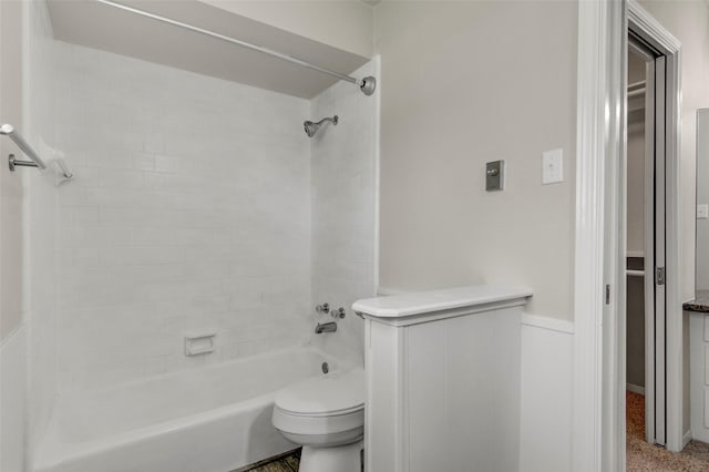 206 Verna St, Jasper, TX 75951 - full bath with toilet, shower / bath combination, and wainscoting