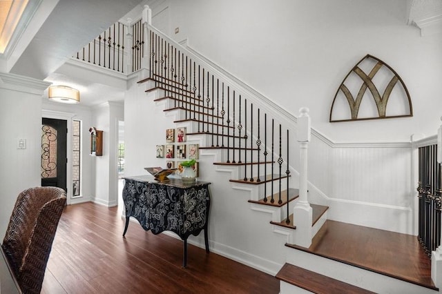 15106 Cranbourne Dr, Houston, TX 77062 - staircase featuring wood finished floors