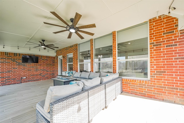 11316 Misty Morning St, Pearland, TX 77584 - view of patio / terrace with a ceiling fan and an outdoor hangout area
