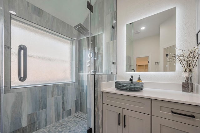 11316 Misty Morning St, Pearland, TX 77584 - bathroom with a stall shower and vanity