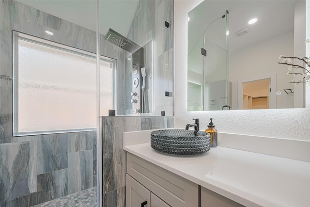 11316 Misty Morning St, Pearland, TX 77584 - full bathroom with plenty of natural light, a walk in shower, vanity, and a walk in closet
