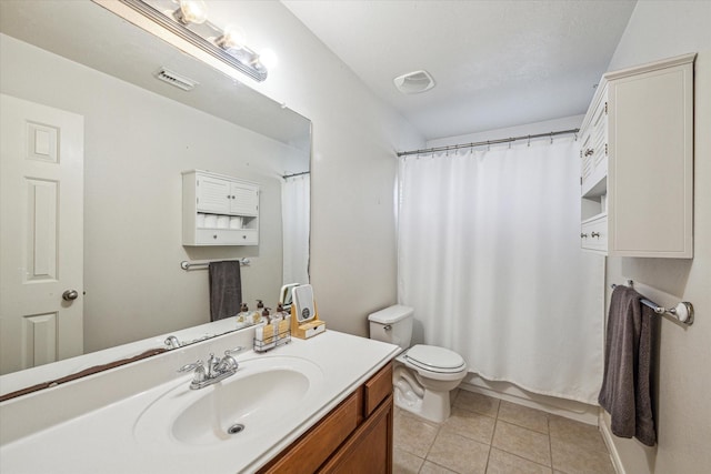 5206 Spring Oak Dr, Pasadena, TX 77505 - full bathroom with tile patterned floors, vanity, toilet, and curtained shower