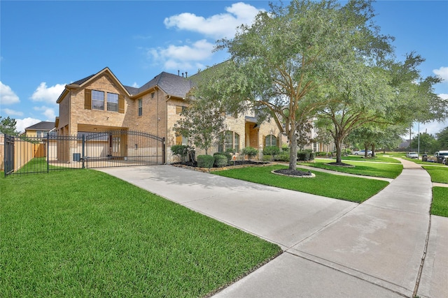 5714 Spring River Ln, Fulshear, TX 77441 - view of front of home with a gate, brick siding, and concrete driveway