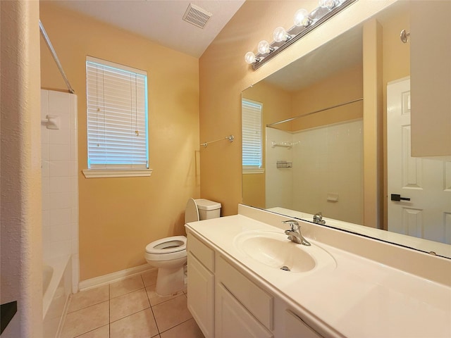 16322 E Amber Willow Trl, Cypress, TX 77433 - full bathroom with toilet, tile patterned floors, vanity, bathtub / shower combination, and baseboards