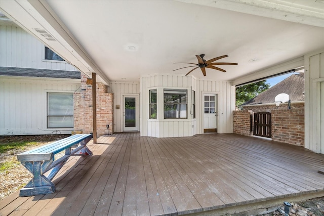 wooden terrace with ceiling fan