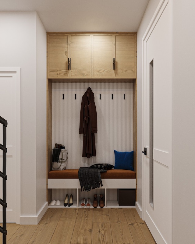 5507 Hershe St, Houston, TX 77020 - mudroom with light wood finished floors and baseboards