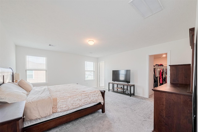 6831 Beck Canyon Dr, Houston, TX 77084 - bedroom with light colored carpet and a walk in closet