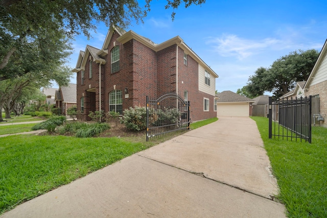 18231 Emerald Stone Ln, Houston, TX 77094 - view of property exterior with a gate, brick siding, and a garage