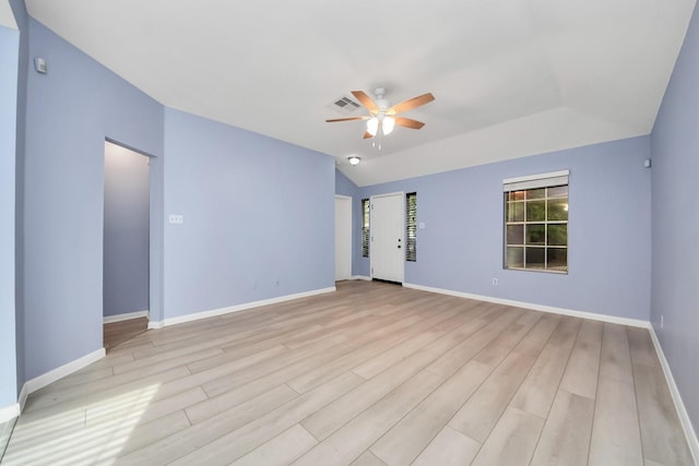 2323 Chalet Rd, Houston, TX 77038 - spare room with ceiling fan, light wood finished floors, baseboards, and vaulted ceiling