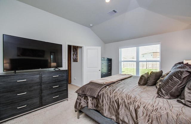 3121 Freeboard Dr, Texas City, TX 77510 - bedroom with light colored carpet, vaulted ceiling, and baseboards