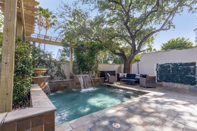 1652 Norfolk St Unit A, Houston, TX 77006 - view of swimming pool with outdoor lounge area, a patio, fence, and a hot tub