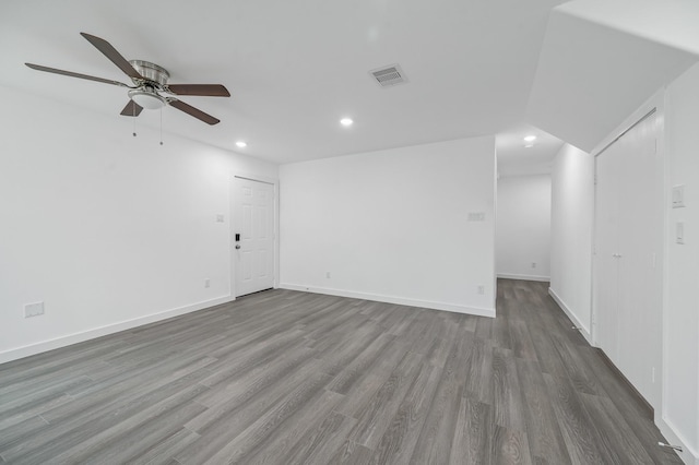 2322 Wavell St, Houston, TX 77088 - unfurnished room featuring ceiling fan, wood finished floors, recessed lighting, and baseboards