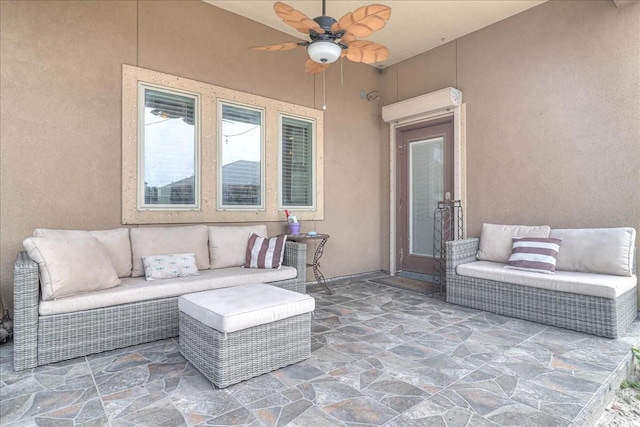 view of patio / terrace featuring outdoor lounge area and ceiling fan