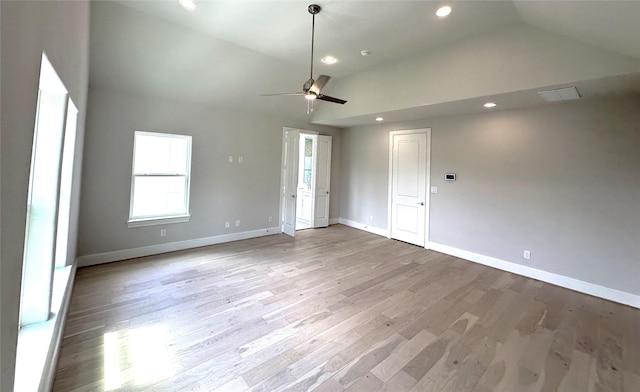2616 Lake Kolbe Ln, Houston, TX 77080 - spare room with a ceiling fan, vaulted ceiling, wood finished floors, recessed lighting, and baseboards