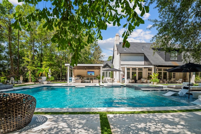 3702 Deerbend Ct, Spring, TX 77386 - view of pool featuring a patio and a pool with connected hot tub