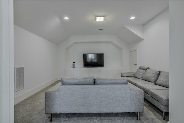 11015 Ayrshire Park Ln, Houston, TX 77043 - living room with carpet, recessed lighting, and vaulted ceiling