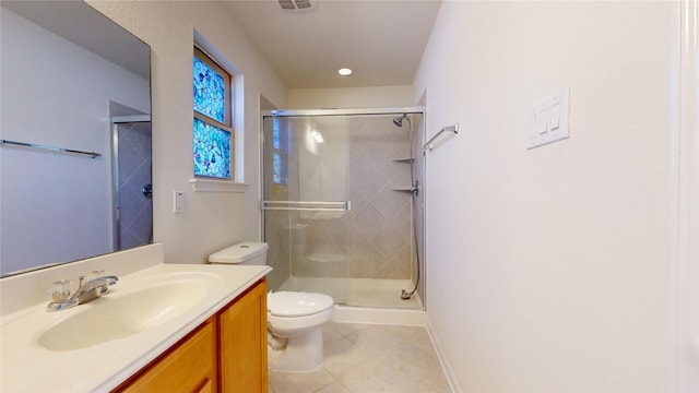 2702 Skyview Moon Dr, Houston, TX 77047 - full bathroom with tile patterned floors, toilet, a shower stall, and vanity