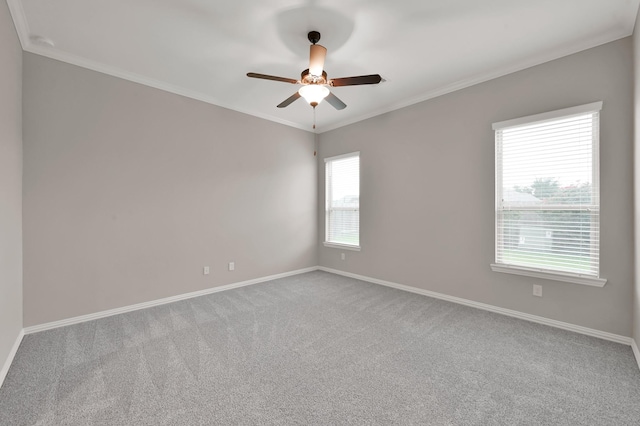 31766 Chapel Rock Ln, Spring, TX 77386 - spare room featuring ceiling fan, carpet flooring, baseboards, and crown molding