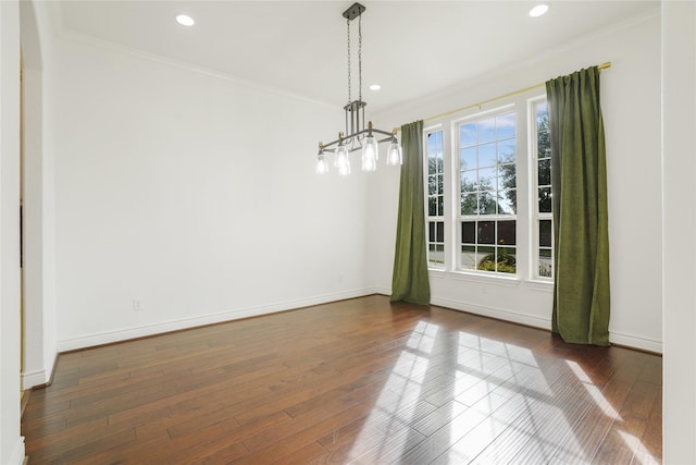 18011 Stari Most Ln, Houston, TX 77044 - unfurnished dining area with ornamental molding, hardwood / wood-style flooring, baseboards, and recessed lighting